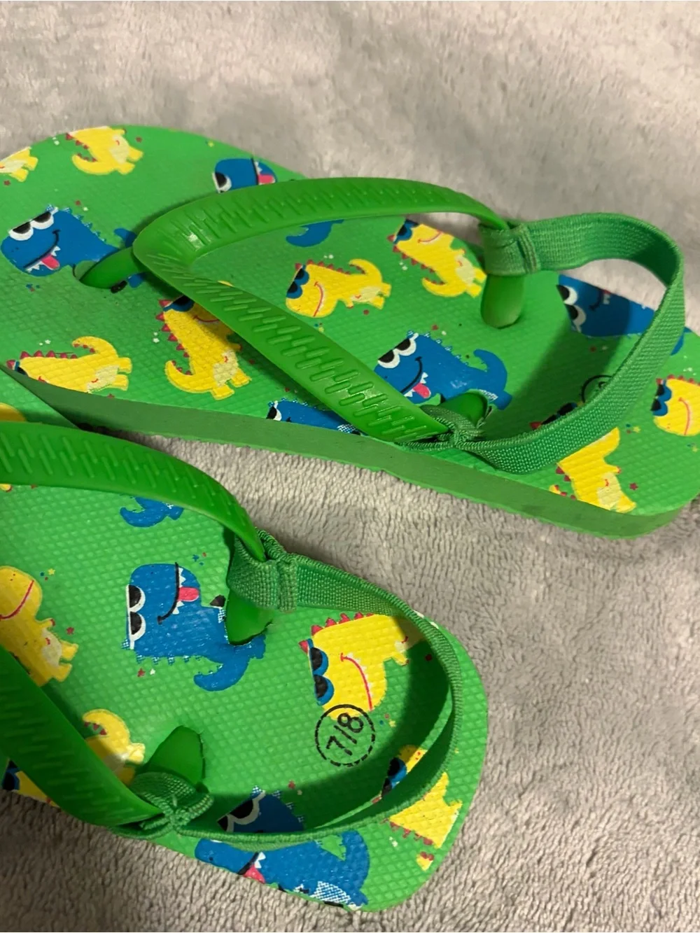 Kids Green Dino Flip-Flops - Fun Printed Sandals